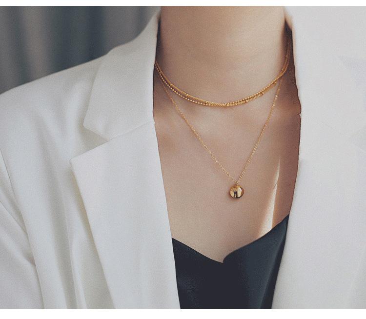 Gold Heart Letter Coin Necklace - Retro European American Style for Women