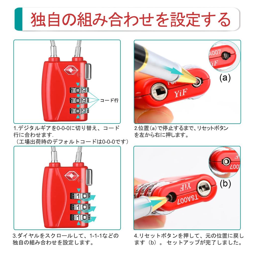 ZHEGE TSA Wire Travel Combination Lock Lock, Padlock, Security, 3-Digit (Black)