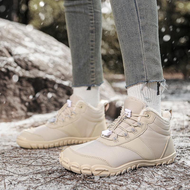 Winter thickened and velvet five-finger snow boots for men and women waterproof, cold-proof, non-slip, warm and comfortable outdoor hiking shoes