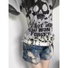 TrendHub Vintage Woman T Shirts Slim Waist Punk Tees Ropa Mujer Short Sleeve Fashion Camisetas Skull Print Casual Y2k Tshirt Tops