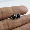 Natural Black Onyx Stud Earrings, 925 Sterling Silver Studs, Oval Black Onyx Studs, Gift for Mom, December Birthstone, Handmade Silver Studs