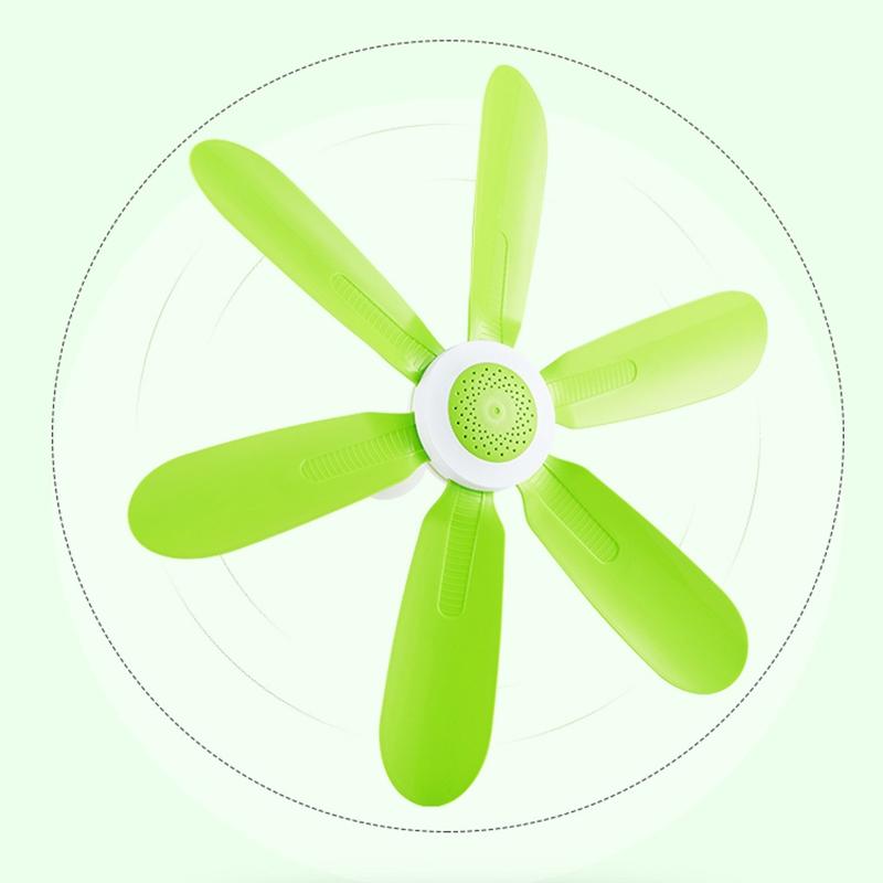 6 Leaves USB Powered Ceiling Canopy Fan with Remote Control Timing 3 Speed Hanging Fan for Camping Bed Tent Home