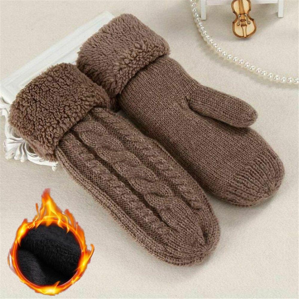 

Fashion Twist Flowers Thickening Knitting Wool Female Guantes Full Finger Gloves Women Mittens білий