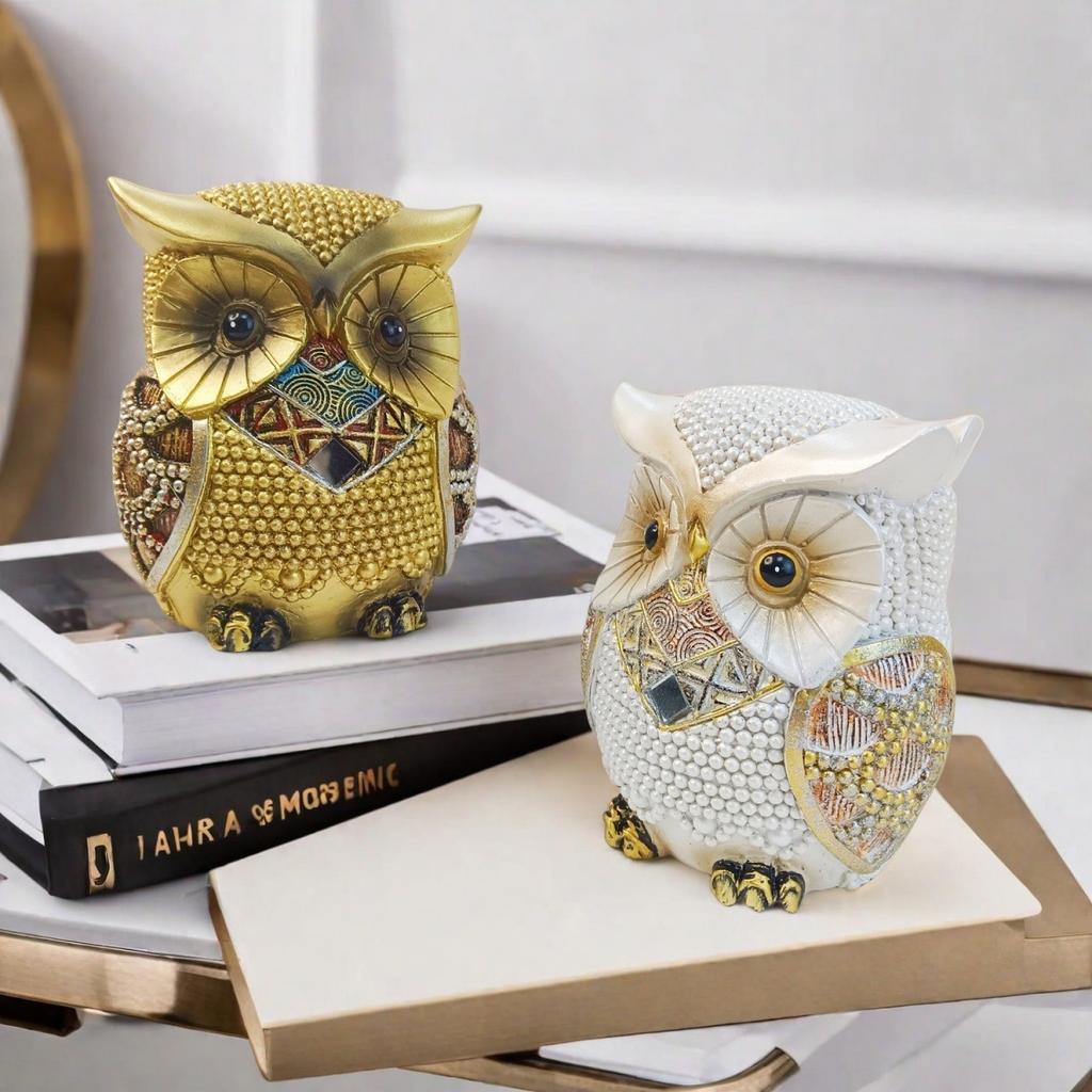 Retro Leichter Luxus Eulen Ornamente Tier Harz Handwerk Statue Zuhause Wohnzimmer Schreibtisch Ausstellungshalle Eingang Dekoration