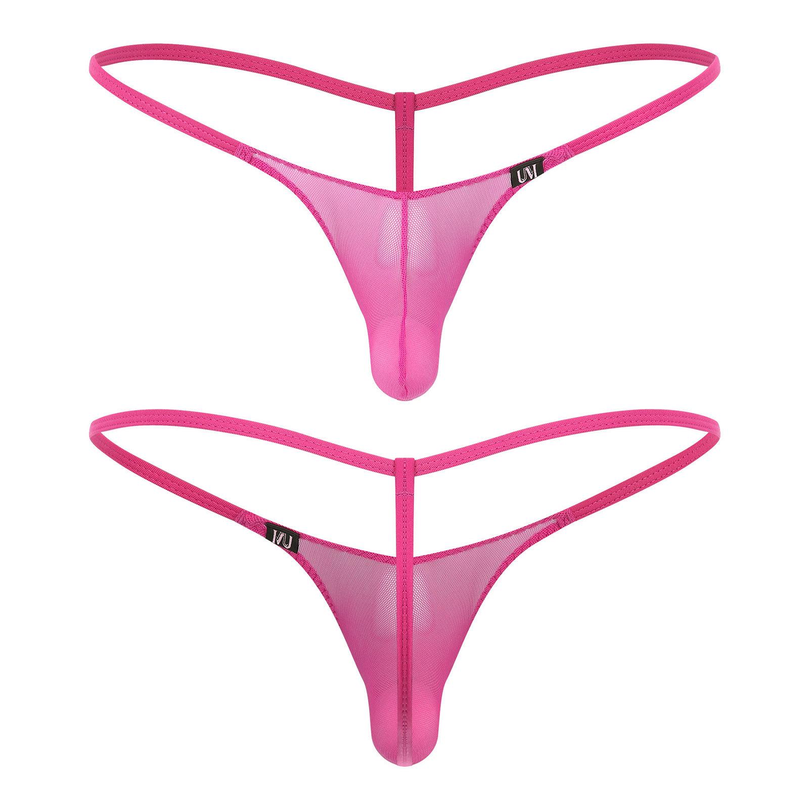 Durchsichtige Herren-Tanga-Unterwäsche aus Netzstoff, sexy, transparent, für Herren, niedriger Bund, Jockstrap-Bikini-Slip XXL heißes rosa