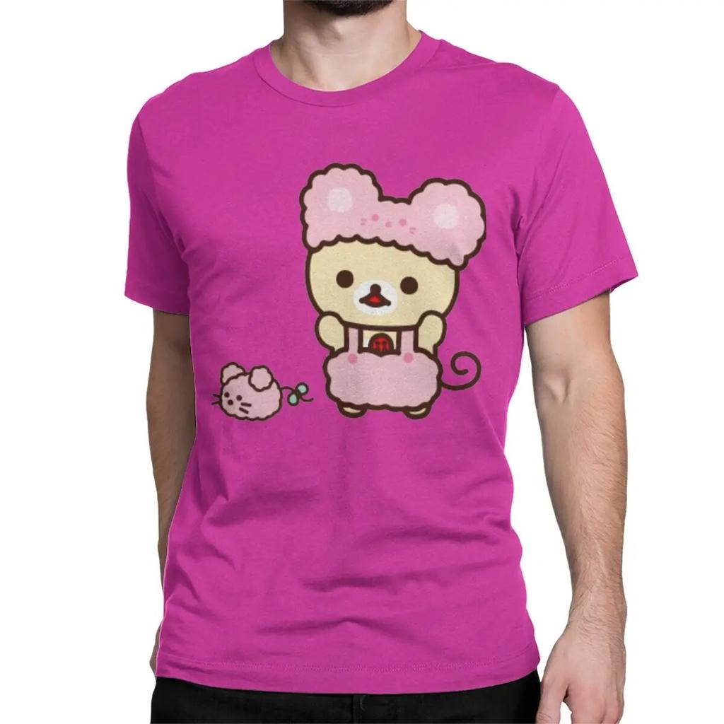 Novelty Rilakkuma Korilakkuma T-Shirts Unisex Wo Unisex Crewneck 100% Cotton T Shirt Short Sleeve Tee Shirt Plus Size Clothing