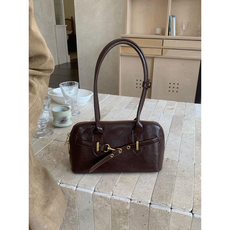 Retro Tragbare Pendeltasche für Damen im Herbst Neuer Koreanischer Stil Nische Achseltasche Große Kapazität Bowlingtasche