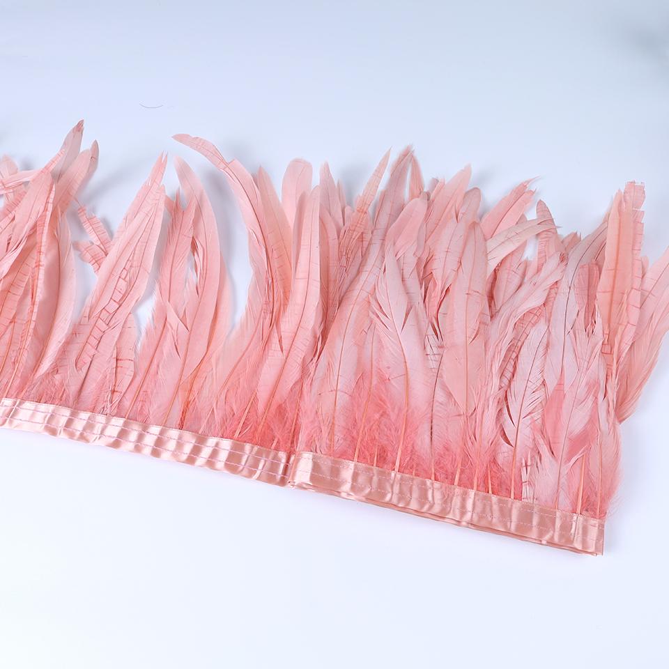 Rooster Feather Trims 2M Rooster Cock Tail Feather Fringes DIY Handicrafts for Clothes Ribbon Carnival Accessories