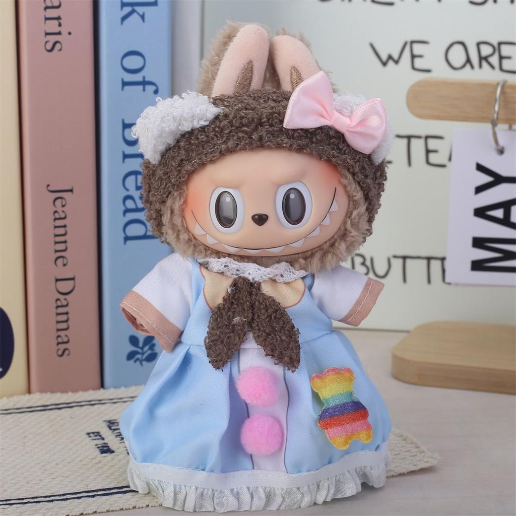 Baby Clothes 17cm Canvas Set Labubu Skirt Second-generation Plush Toy Doll Clothing