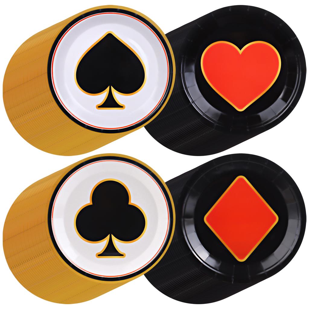 100Pcs Casino Party Disposable Paper Plates Las Vegas Theme Party Decorations Casino Night Party Plates Poker Dessert Plates For