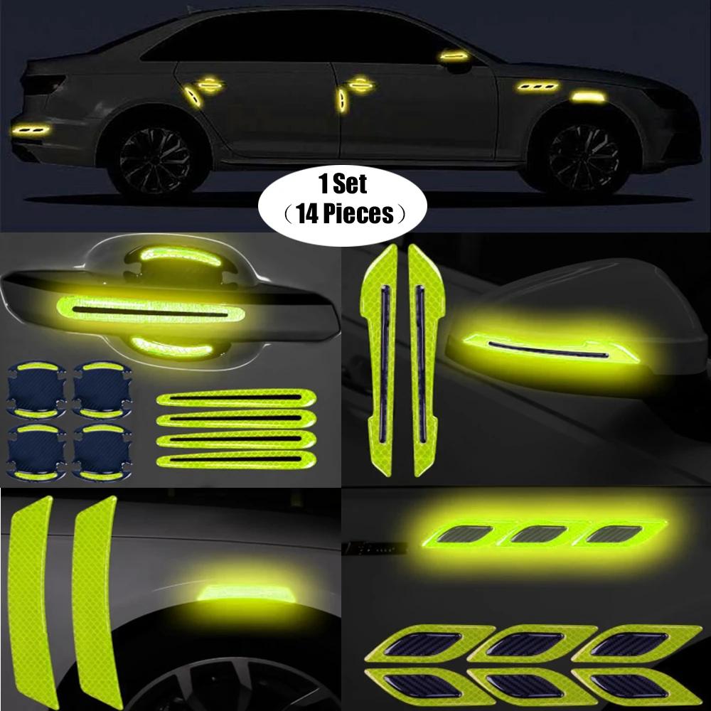 14 Piece Car Reflective Stickers Car-styling Rearview Mirror Car Stickers Safety Warning Reflective Car Strip Exterior accessory