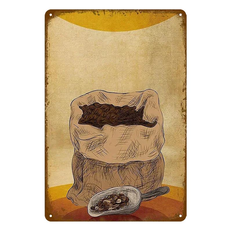 Vintage Coffee Bar Metal Tin Signs Decor Wall Art Sign Posters Wall Decoration Coffee Plaque Sign Cafe