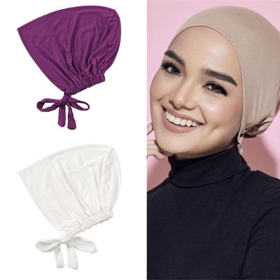 Modalová Elastická Čepice s Vázáním Soft & Prodyšná Turbanová Čepice Šátek Hijáb pro Muslimské Ženy Jógu a Běžné Nošení