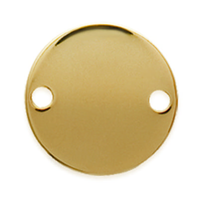 [N1827] - Altın kaplama 'Madalya' 2 delikli kolye ucu - 15 mm