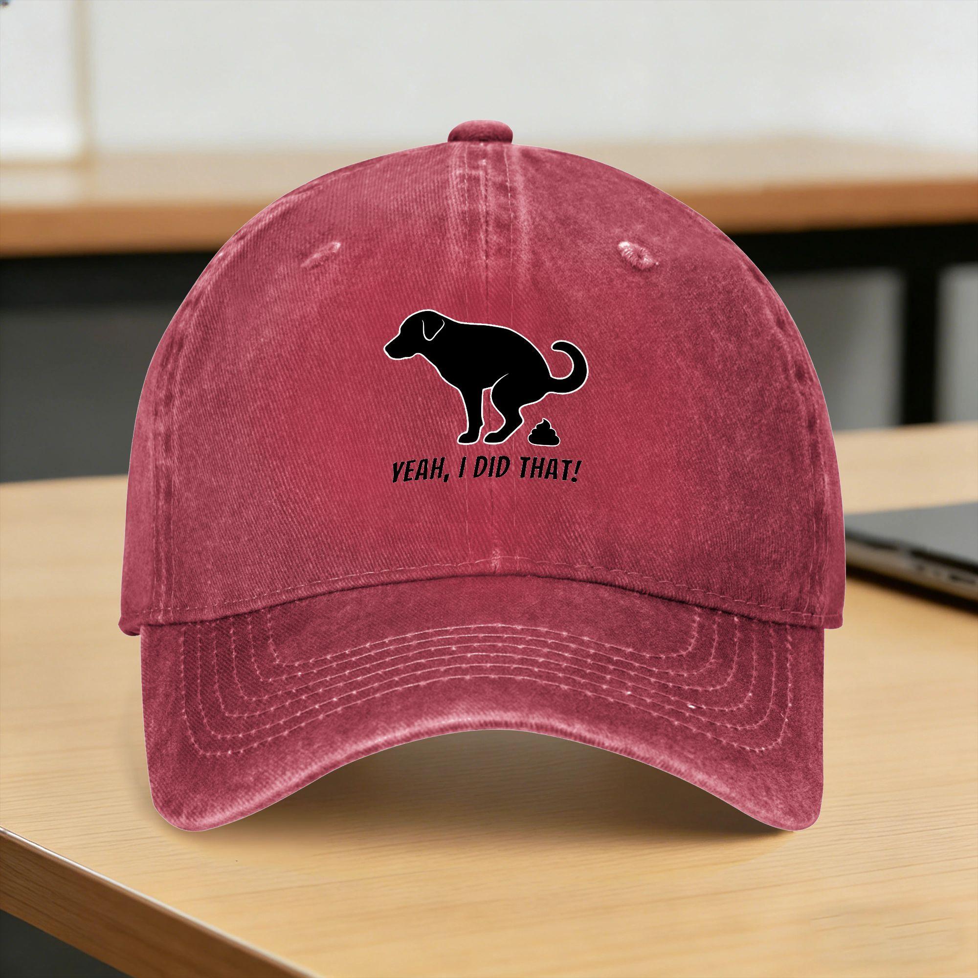 

Washed Baseball Cap Dog Pooping on Floor Yeah I Did That Summer Trucker Hat For UnisexTeens Casual Sun Snapback Cap One Size