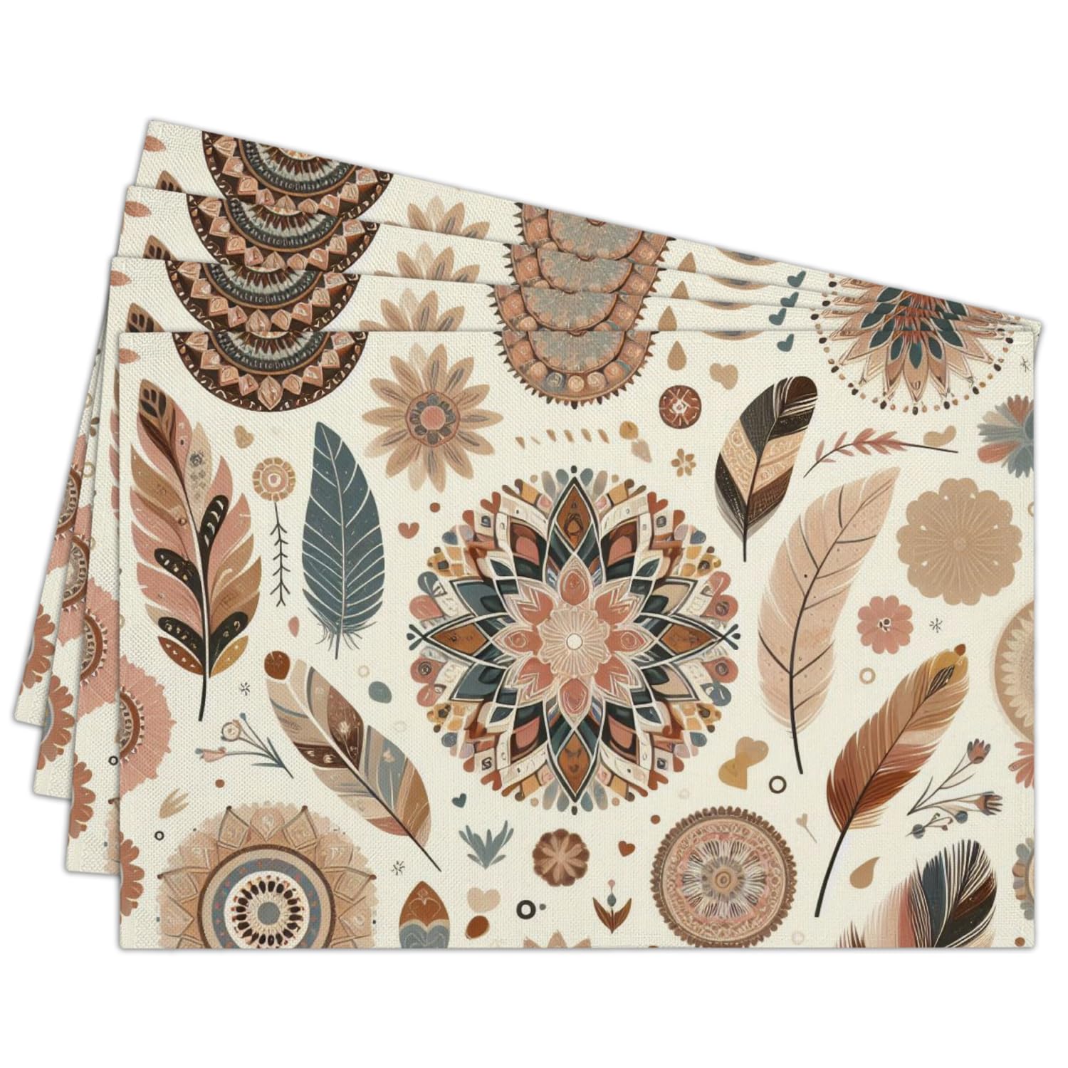 

Cotton Linen Waterproof Placemats Set of 4, Watercolor Floral Dining Mat Table Mats Decor Fabric for Kitchen Dinner Coffee Shop Table, Indoor/Outdoor 4Pcs