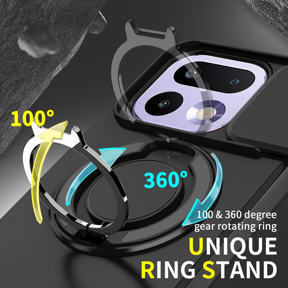 KEYSION 360° Rotating Ring Stand Phone Case for OPPO Realme 16 Pro 5G 16 Pro+ Slide Camera Protection Magnetic Shockproof Cover