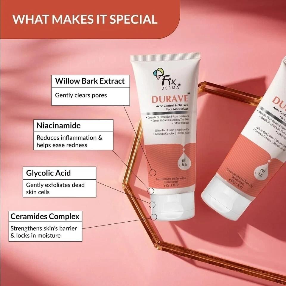 Fixderma Durave Acne Control & Oil Free Moisturizer for Face 50gm