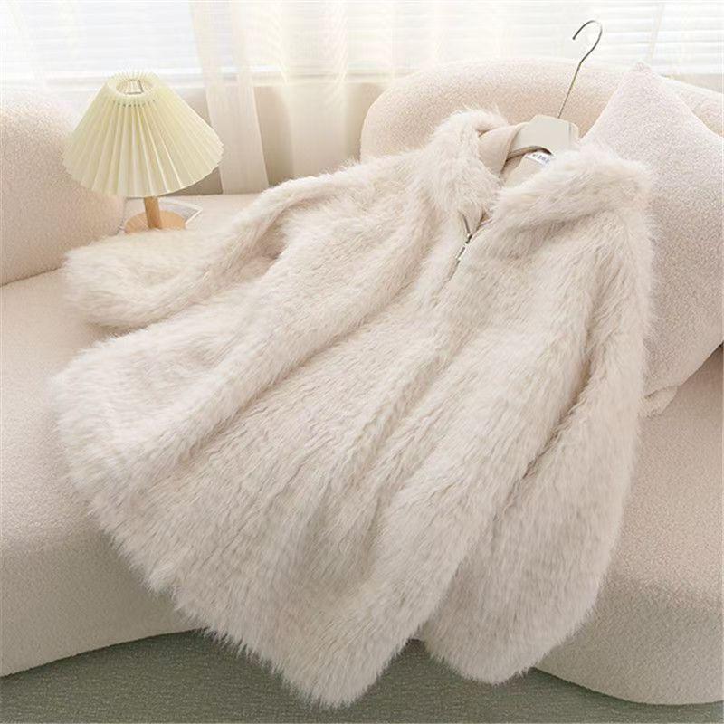 Women's Faux Lamb Wool Fur Coat with Rabbit Ears - Eco-Friendly, Cute, Loose, Thickened, Autumn/Winter 2025 Collection
