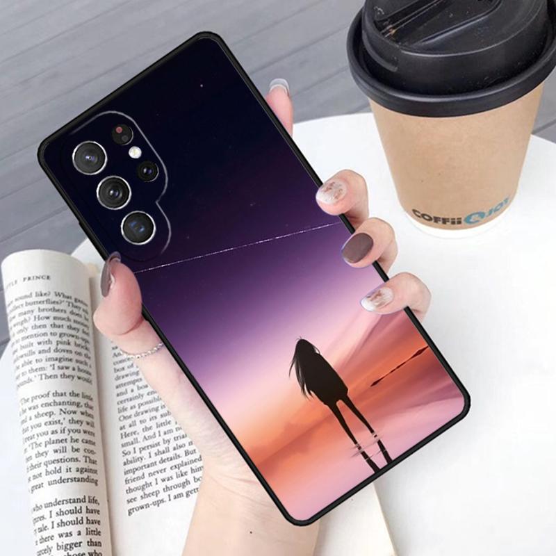 Sad Anime Girl Phone Case Cover For Samsung Galaxy S24 S25 Ultra S21 S22 Ultra S10E Note 10 Plus Note 20 FE S23