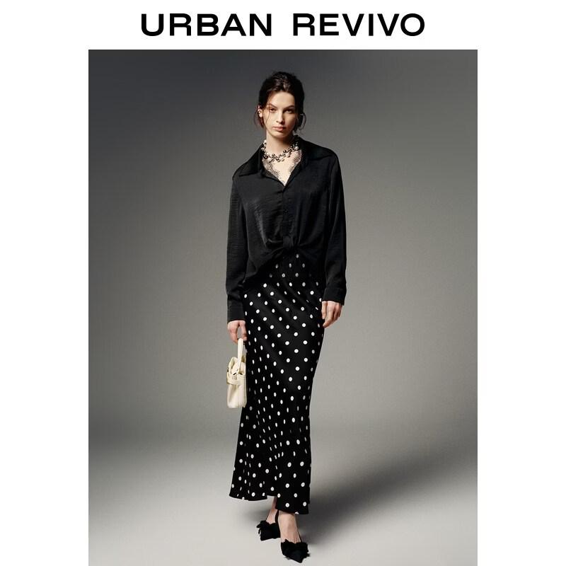 UR2026 Retro Polka Dot High-Waist Fishtail Skirt XS