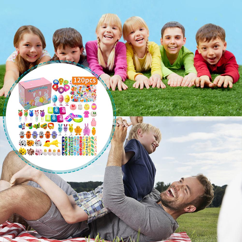 120Pcs Prefilled Easter Eggs Easter Egg Fillers with Assorted Toys Filled Easter Egg Gift Funny for 3 4 5 6 7 8 Year