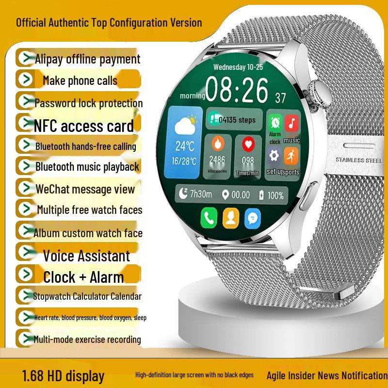 2025 GT4Pro Smartwatch: Bluetooth-Anrufe, Multifunktionale Zahlungen, Blutdruck- und Herzfrequenzmesser, Sportarmband