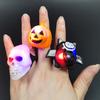 Halloween LED Rings, Light Up Finger Rings Toy for Kids Adults, Spooky Pumpkin Ghost Eyeball Luminous Rings for Party Favors Treats Goodie Bag Filler