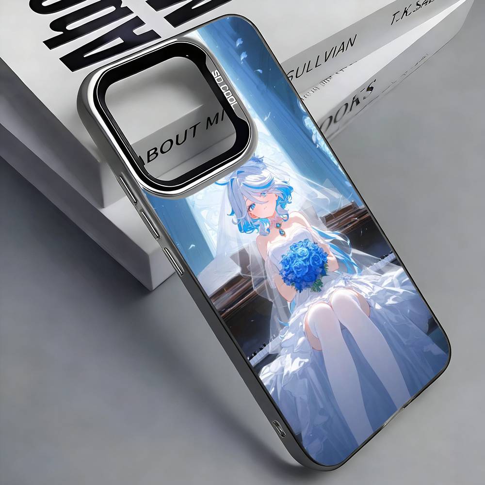 F-Furina G-Genshin I-Impact Colorful Silver Back Phone Case For IPhone 17 16 15 14 13 12 11 Plus Pro Max Plus