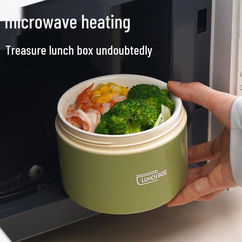 Microwaveable Insulated Ceramic Bento Lunch Box - Portable, Multi-Layer for Students and Office Workers