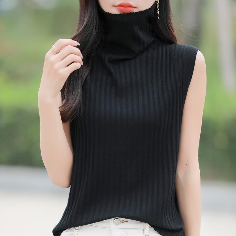 

Тонкий базовый слой для женщин, Новый жилет для женщин, Полосатый топ однотонной расцветки для женщин, В сочетании с приталенной талией для стильного образа XXL чёрный