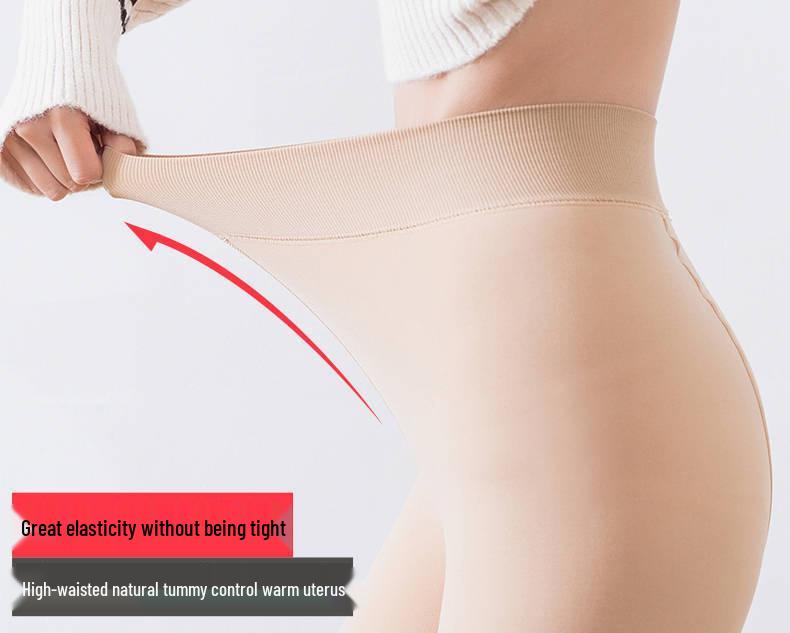 Women's Fleece-Lined Nude Pantyhose: Imitation Nylon, Autumn/Winter Warm Leggings