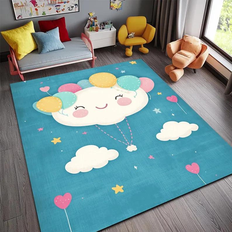 

1 шт. Облачный коврик с воздушными шарами, фланелевые ковры, пригодные для машинной стирки, для дома, гостиной, спальни, декора, напольного коврика, напольного декора 40X60cm-16x24in