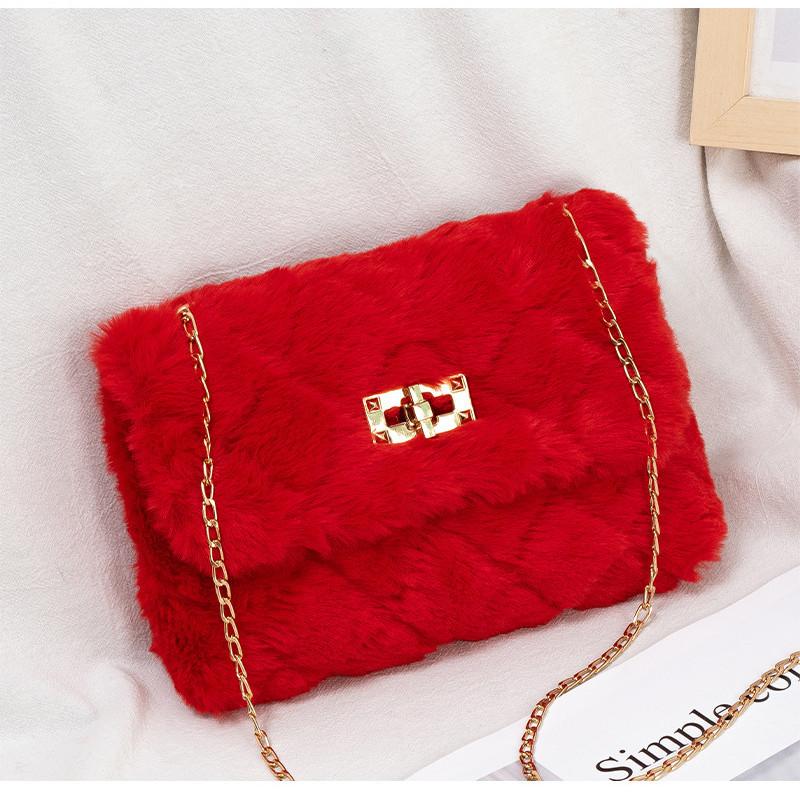 2022 Ladies Bag Sweet Style Plush Small Square Bag Wholesale Lipstick Bag Phone Bag