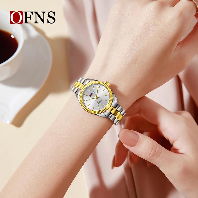 OFNS Classic Women's High-End Casual Luxury Quartz Wristwatch, Roman Numeral, Stud Design, Business-Commuting, Waterproof.