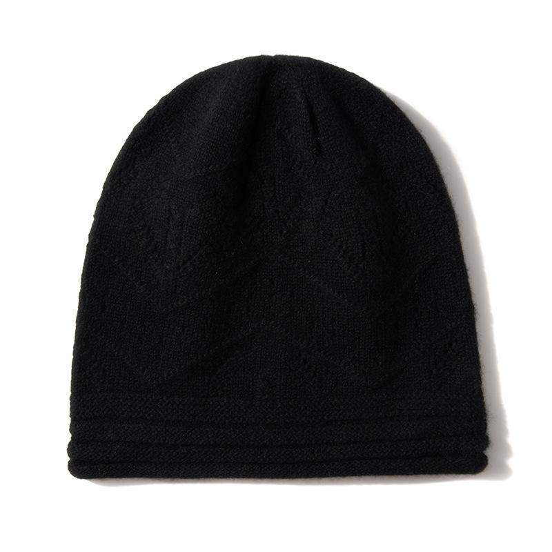 Cashmere Autumn and Winter New Style Women's High End Solid Color Warm Fashion Knitted Casual Curled Lotus Top Hat