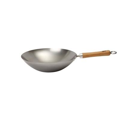 Wok - Dexam - School of Wok - Carbon Steel - 30 Cm - Flat Bottom - Bamboo Handles