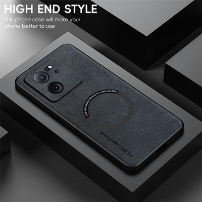 For Xiao 13T 13T Pro Fine Hole Sheepskin Magnetic TPU Soft Edge Anti-Drop Anti Fingerprint Phone Case