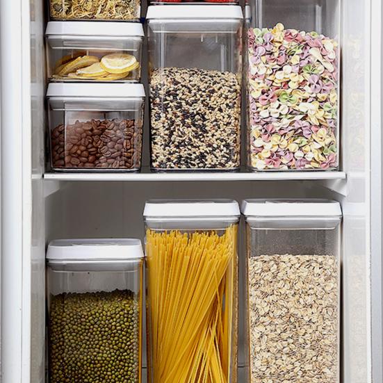 Airtight Food Container with Pop Lid Stackable Kitchen Pantry Organizer One Button Opening Flour Sugar Container for Cereal Rice Flour Pasta Snacks
