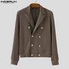 INCERUN Men Lapel Long Sleeve Double Breasted Casual Ribbed Knitted Jackets Coats