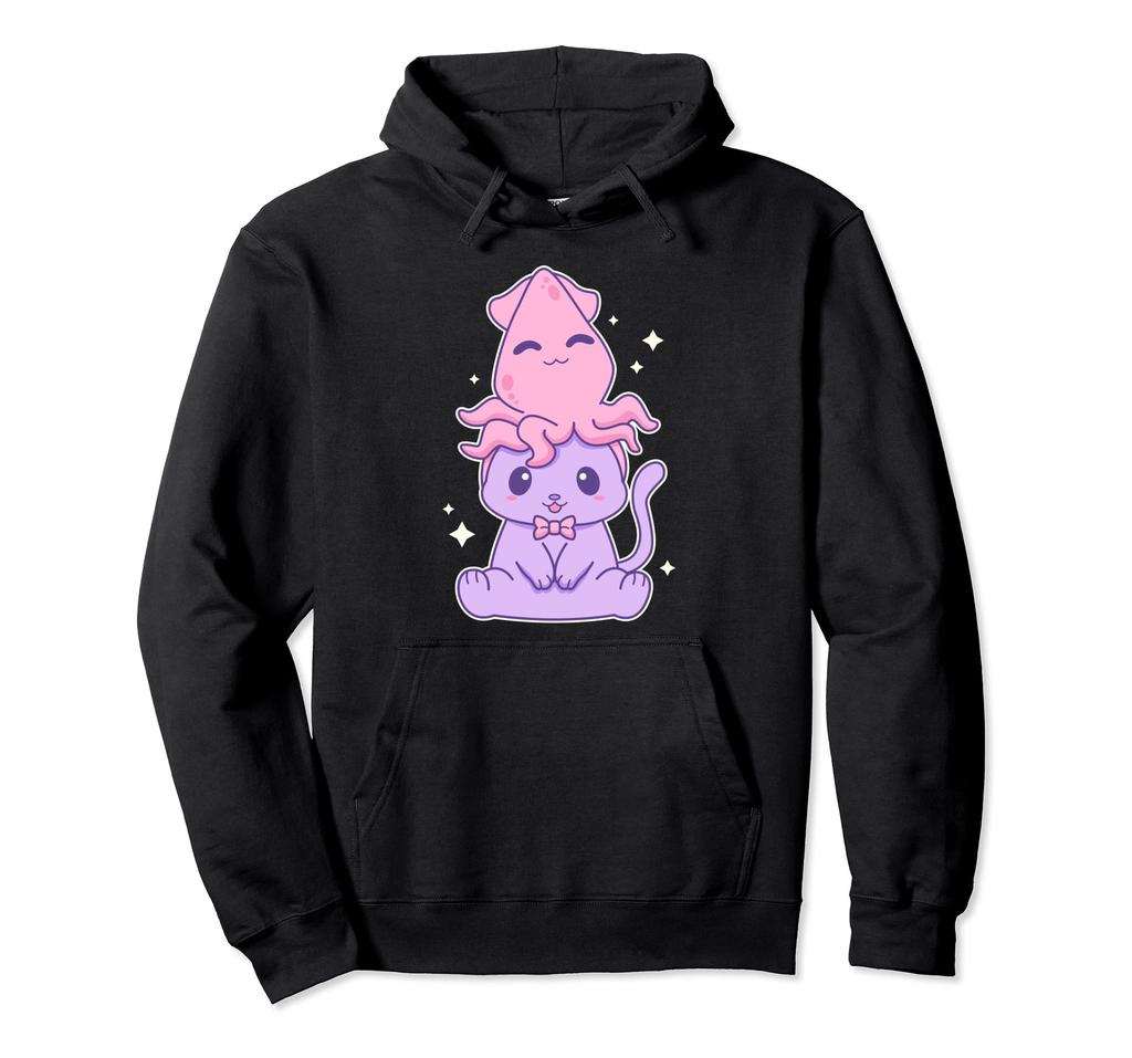 Cute cute cat in a squid hat - Kitten Hoodie