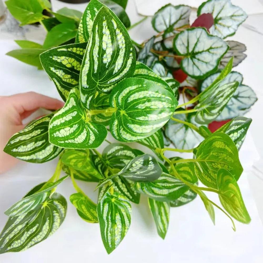 7 Heads Artificial Green Plants 33cm Green Leaves New Fake Plants Garden Room Decoration