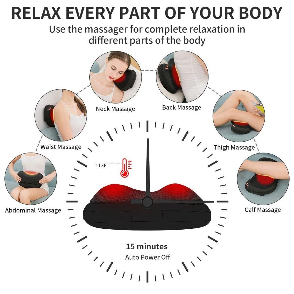 3D Simulation Back Massager With Heat Electric Massage Pillow Lumbar Massage
