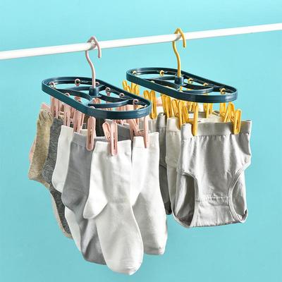 Winddichter Multifunktionaler Trockenständer mit 12 Klammern für Kleidung, Unterwäsche und Socken