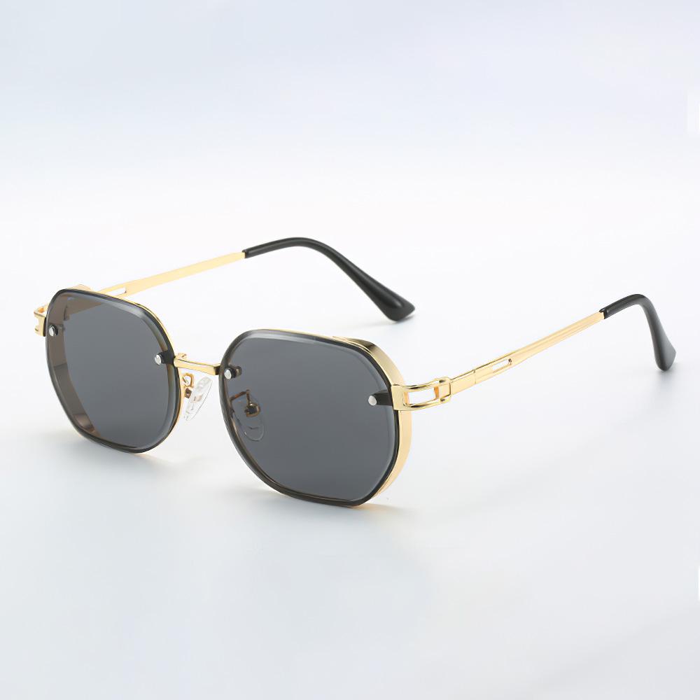 

New In Sunglasses For Women Black Frame Gold Border Decoration Fashionable Black Lens Glasses Sunglasses Sunglasses Women