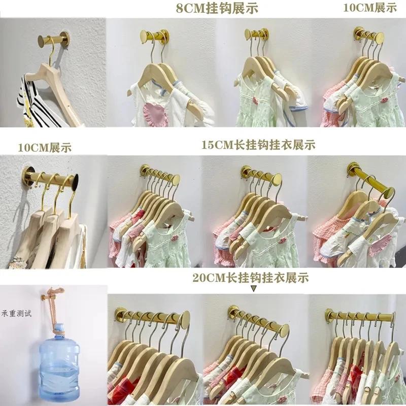 Thickened Hook Stainless Steel Wire Drawing Point Hanging Pole Wall Decor Clothing Shops Display Hangers Rack Wardrobe Storage