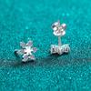 Sterling Snowflake Moissanite Stud Earrings Women Minimalist Chic Valentines Gift Best Friend