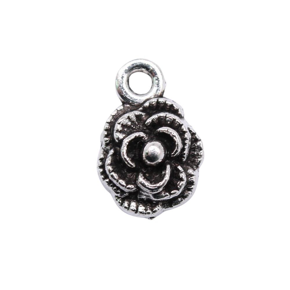 Simple Flower Charms Antique Alloy Pendants For Minimalist Floral Jewelry