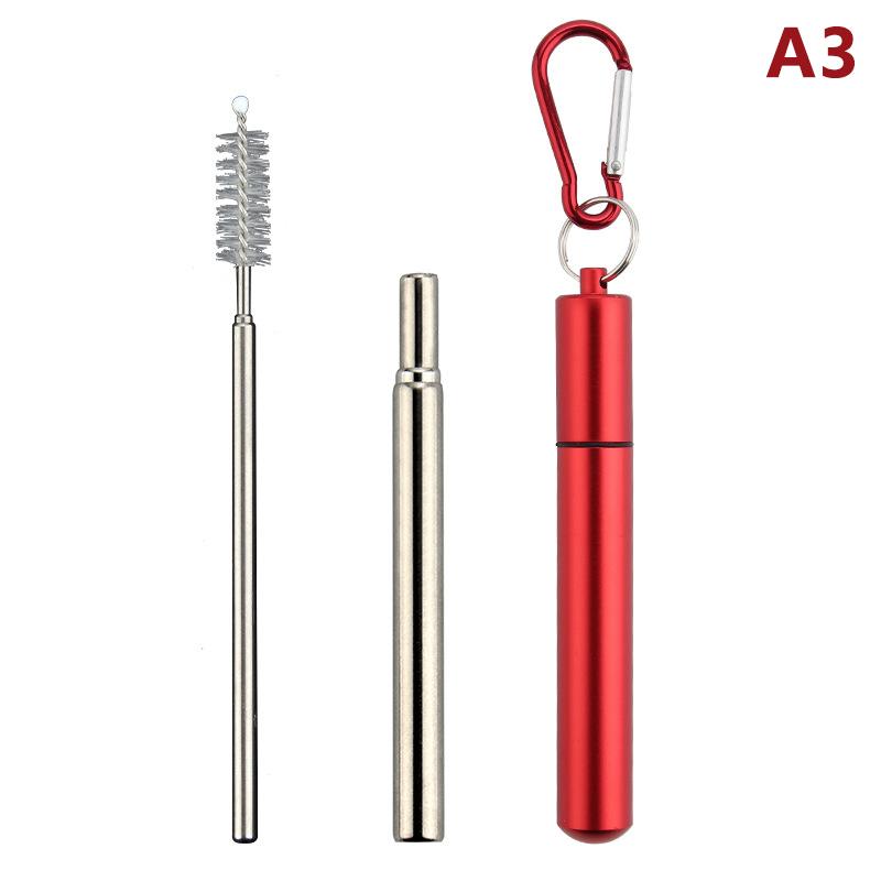 1/3Pcs Reusable Telescopic Straw 304 Stainless Steel Metal Straw With Cleaning Brush Portable Drinking Straw Set For Travel