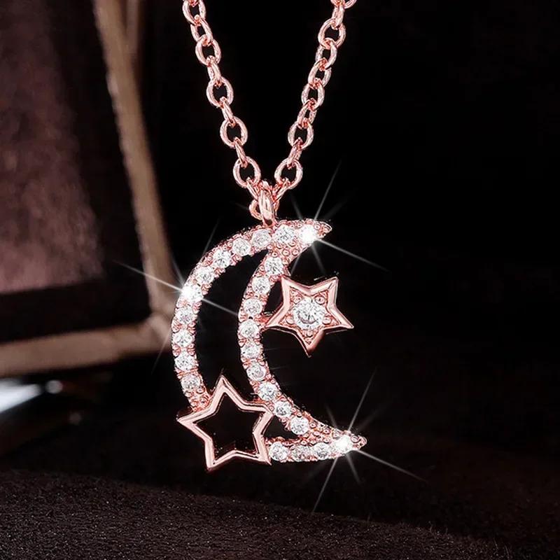 Gift Creative Style Star Shape Pendant Necklace For Women Lovely Neck Jewelry With Brilliant Cubic Zirconia Daily Collocation